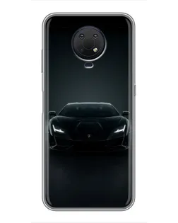 Чехол для Nokia G10 с картинкой «Черный Lamborghini Aventador»