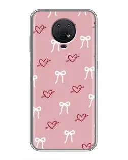 Чехол для Nokia G10 с картинкой «Сердца и банты»