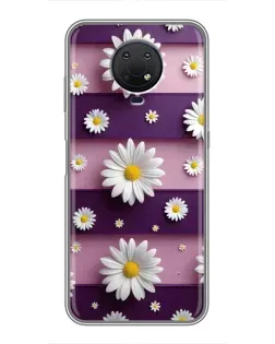 Чехол для Nokia G10 с картинкой «Ромашки на фиолетовом»