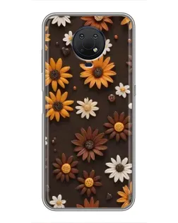 Чехол для Nokia G10 с картинкой «Узор из маленьких подсолнухов»