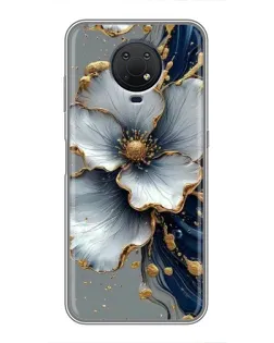 Чехол для Nokia G10 с картинкой «Белый цветок и золотой флюид»