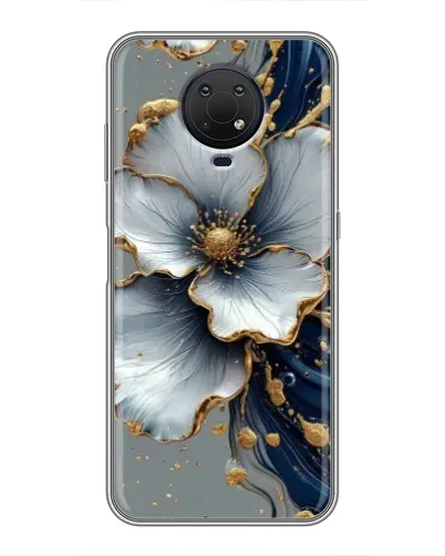 Чехол для Nokia G10 с картинкой «Белый цветок и золотой флюид» Чехол для Nokia G10 с картинкой «Белый цветок и золотой флюид»