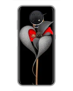 Чехол для Nokia G10 с картинкой «Серебряный фантазийный цветок»
