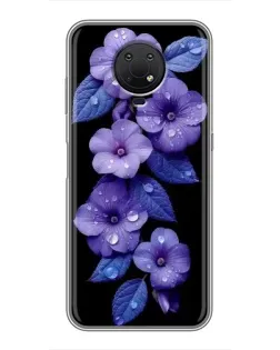 Чехол для Nokia G10 с картинкой «Фиолетовые цветы с росою»