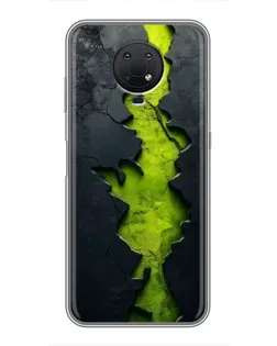 Чехол для Nokia G10 с картинкой «Салатовый разлом скалы»
