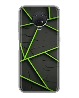 Чехол для Nokia G10 с картинкой «Зеленые геометрические линии»