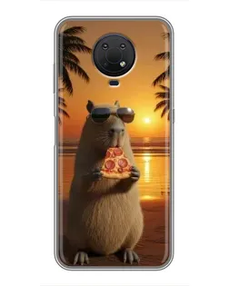 Чехол для Nokia G10 с картинкой «Капибара с пиццей» Чехол для Nokia G10 с картинкой «Капибара с пиццей»
