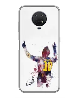 Чехол для Nokia G10 с картинкой «Акварельный Месси Барселона»