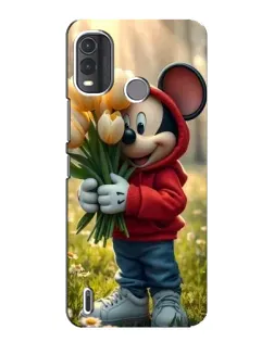 Чехол для Nokia G11 Plus с картинкой «Микки с тюльпанами»