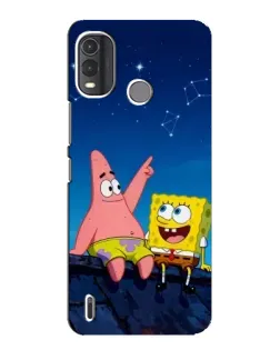Чехол для Nokia G11 Plus с картинкой «Губка Боб и Патрик ночью»