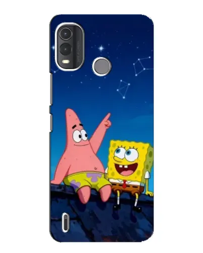 Чехол для Nokia G11 Plus с картинкой «Губка Боб и Патрик ночью»