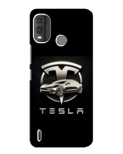 Чехол для Nokia G11 Plus с картинкой «Tesla — серебристое авто»