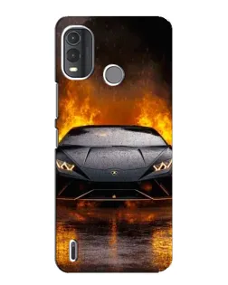 Чехол для Nokia G11 Plus с картинкой «Lamborghini в огне»