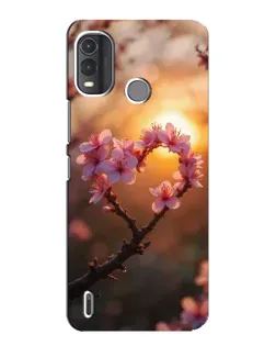 Чехол для Nokia G11 Plus с картинкой «Розовый цвет сердце на фоне заката»