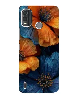 Чехол для Nokia G11 Plus с картинкой «Яркая сине-оранжевая флора»