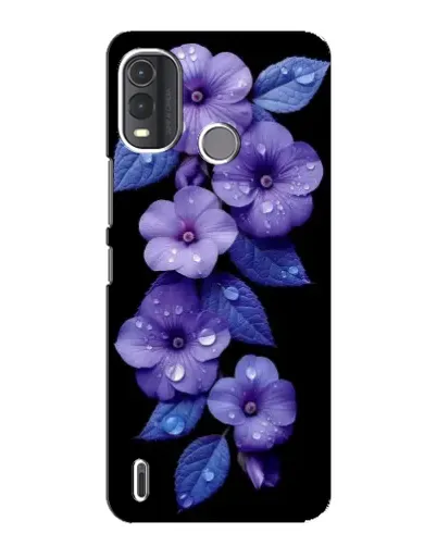 Чехол для Nokia G11 Plus с картинкой «Фиолетовые цветы с росою»