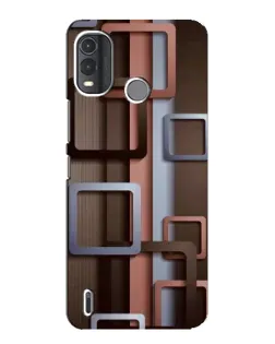 Чехол для Nokia G11 Plus с картинкой «Коричневые объемные квадраты»