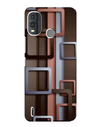 Чехол для Nokia G11 Plus с картинкой «Коричневые объемные квадраты»
