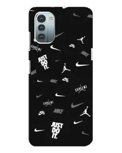 Чехол для Nokia G11 с картинкой «Nike Black Pattern»