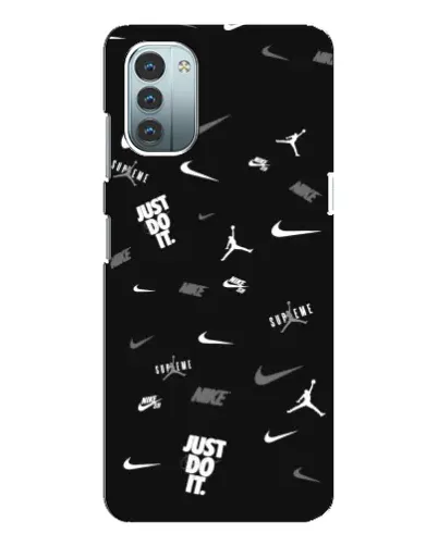 Чехол для Nokia G11 с картинкой «Nike Black Pattern»