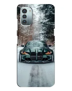 Чехол для Nokia G11 с картинкой «BMW в зимнем лесу»
