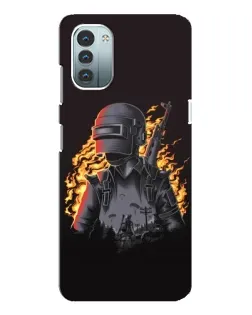 Чехол для Nokia G11 с картинкой «PUBG — огненный силуэт»
