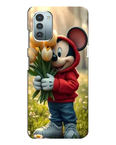 Чехол для Nokia G11 с картинкой «Микки с тюльпанами»