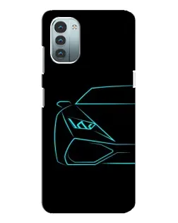 Чехол для Nokia G11 с картинкой «Голубой силуэт Lamborghini»