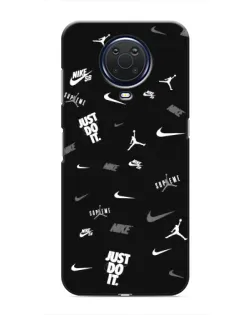 Чехол для Nokia G20 с картинкой «Nike Black Pattern»