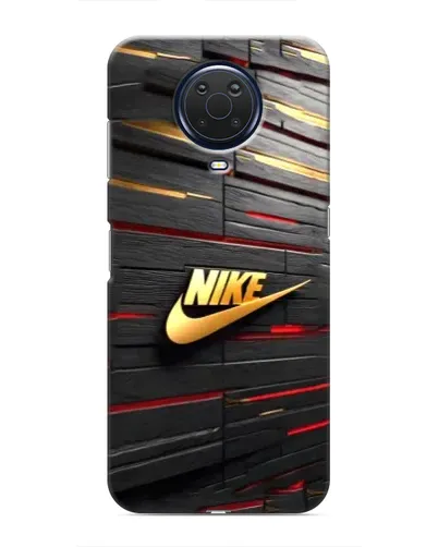 Чехол для Nokia G20 с картинкой «Золотой Nike на металле»
