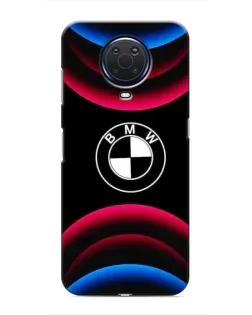 Чехол для Nokia G20 с картинкой «Логотип BMW и неоновые дуги»