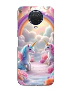 Чехол для Nokia G20 с картинкой «Радуга и единороги»