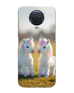 Чехол для Nokia G20 с картинкой «Пара единорогов»
