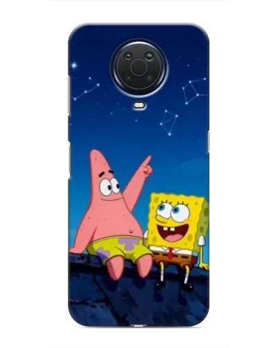 Чехол для Nokia G20 с картинкой «Губка Боб и Патрик ночью»