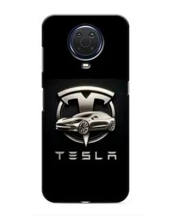 Чехол для Nokia G20 с картинкой «Tesla — серебристое авто»
