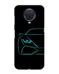 Чехол для Nokia G20 с картинкой «Голубой силуэт Lamborghini»
