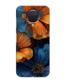 Чехол для Nokia G20 с картинкой «Яркая сине-оранжевая флора»
