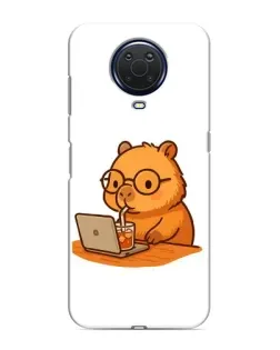 Чехол для Nokia G20 с картинкой «Капибара с ноутбуком»