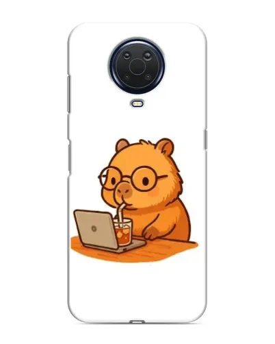 Чехол для Nokia G20 с картинкой «Капибара с ноутбуком»