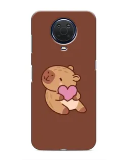 Чехол для Nokia G20 с картинкой «Капибара с сердцем»