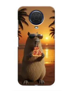 Чехол для Nokia G20 с картинкой «Капибара с пиццей»
