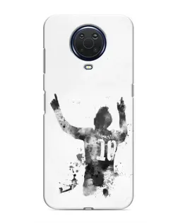 Чехол для Nokia G20 с картинкой «Черно-белый силуэт Месси»