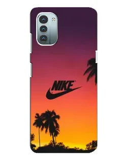 Чехол для Nokia G21 с картинкой «Nike на закате солнца»