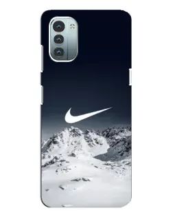 Чехол для Nokia G21 с картинкой «Nike — зимние горы»