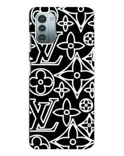 Чехол для Nokia G21 с картинкой «Черно-белый узор LV»