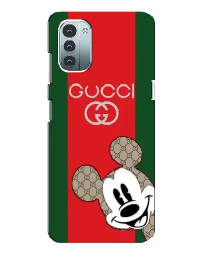 Чехол для Nokia G21 с картинкой «Gucci — полосы и Микки»