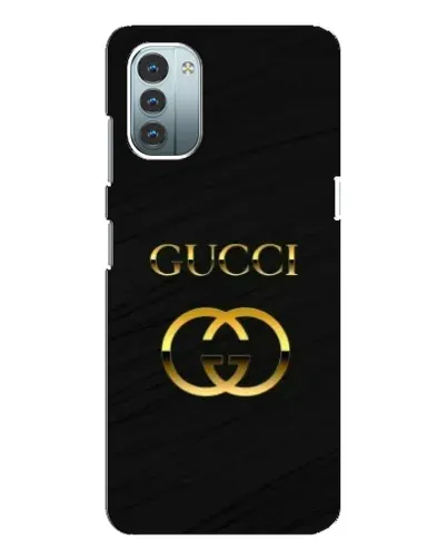 Чехол для Nokia G21 с картинкой «Золотой логотип Gucci»