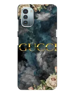 Чехол для Nokia G21 с картинкой «Абстрактные цветы Gucci»