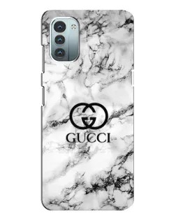 Чехол для Nokia G21 с картинкой «Gucci — мраморный шик»