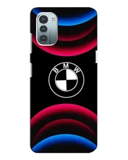 Чехол для Nokia G21 с картинкой «Логотип BMW и неоновые дуги»